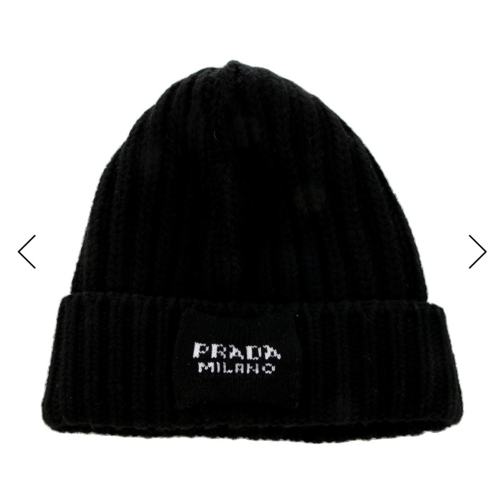 Prada Black Wool Beanie Hat